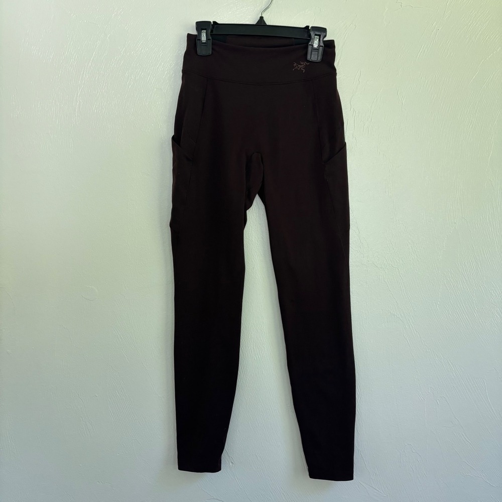 Arc'teryx Women's Burgundy High Rise Leggings Pants XS Extra Small Side Pockets
